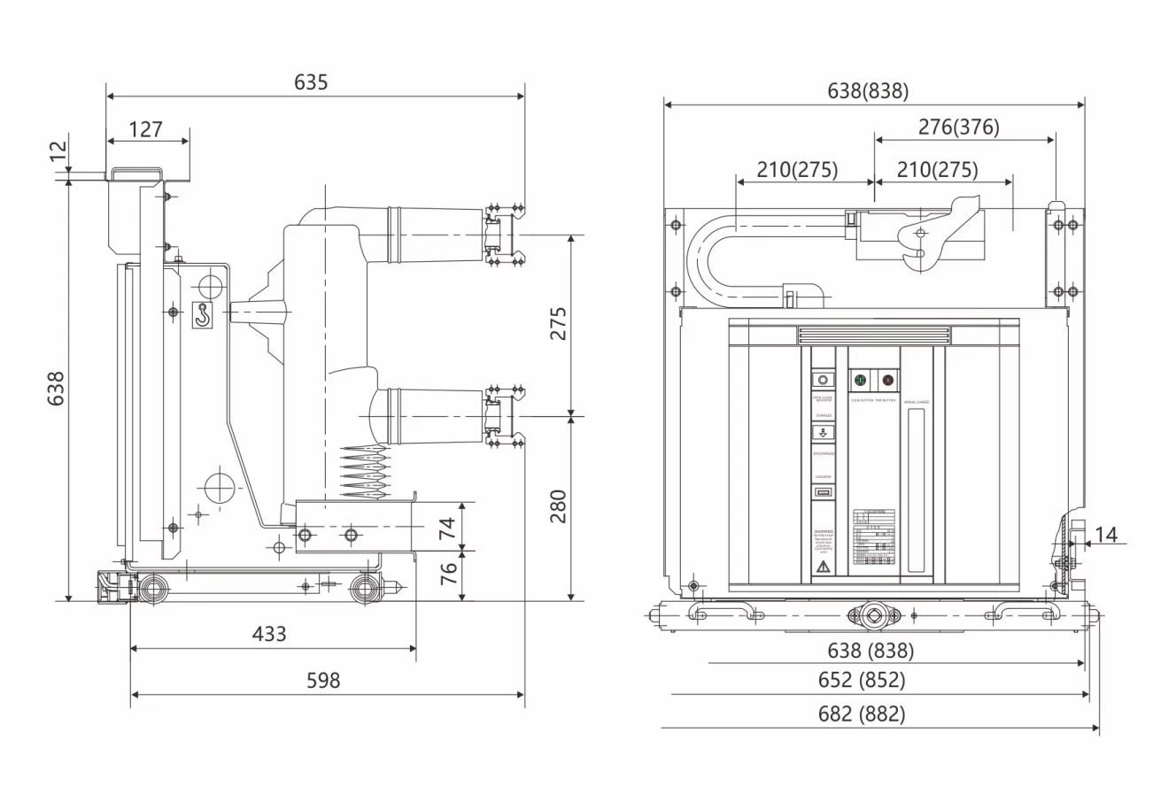 10kv 12kv вакуумный автоматический выключатель 3 полюса фиксированный тип vcb для среднего напряжения распределительного устройства электрической панели