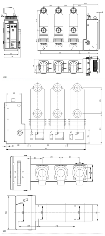12kv 24kv indoor side mounted vacuum circuit breaker high voltage vcb