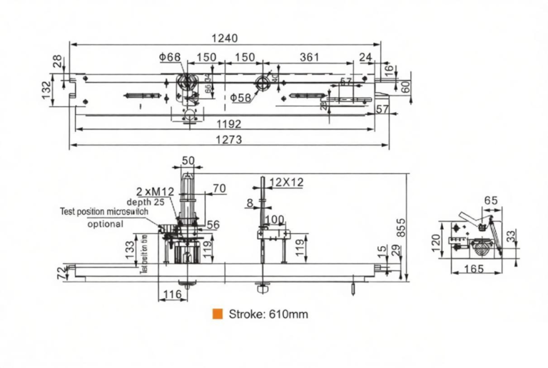 tj 1 1400 racking mechanism for 36kv 40.5kv vacuum circuit breakers | 1400mm switchgear operating device drawing